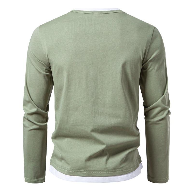 Men’s Plus Size Layered V-Neck Long Sleeve T-Shirt