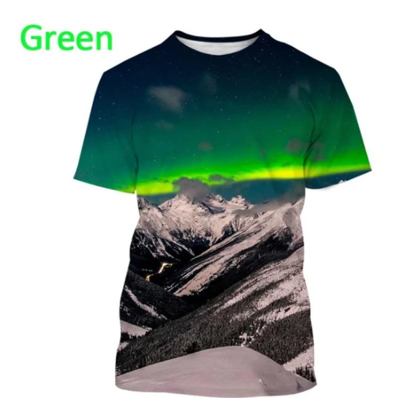 Men's 3D Printed Street Fashion T-Shirt Snow Mountain Scenery Print Short Sleeve O-Neck Pullover casual top