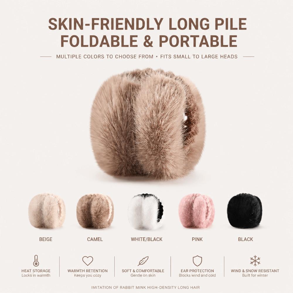 Folding Winter Earmuffs Faux Fur Ear Warmer Fashion Earflap Protection for Men Women