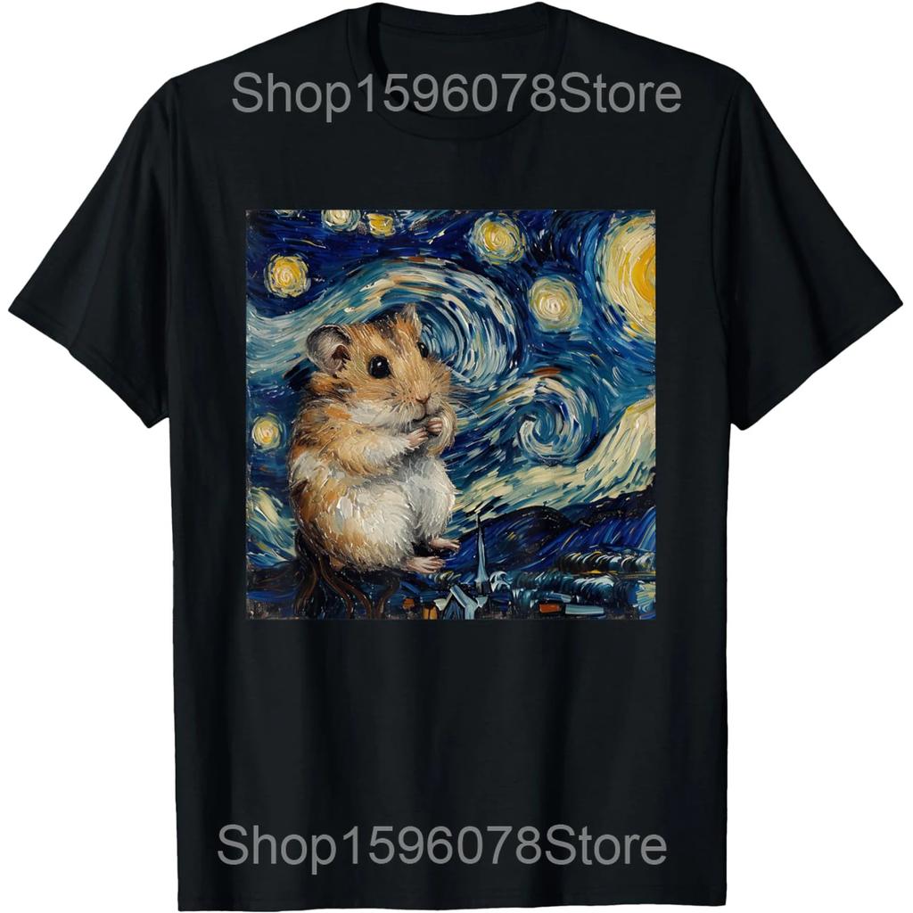 Hamster Meme Peace Sign Funny Pet Owner T Shirts Men Pure Cotton Humor Streetwear Tee Shirt Short Sleeve Unisex Loose Clothing