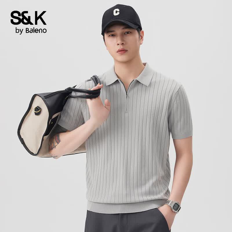 Baleno S&K Men's Retro Striped Short Sleeve Polo Shirt
