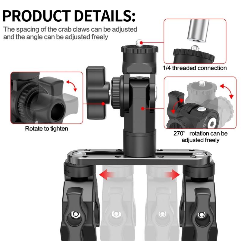 Alloy Vehicle Mount For Action Cameras 360 Degree Rotatable Shockproof Design Off Road Adventure Secure Attachment