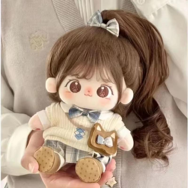 20cm Change Clothes Toy Cute Sweet Girl Cotton Doll Kawaii Sweet Brown Fried Hair Plush Stuffed Toys Body Gift Dolls Outfit