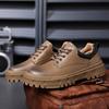 Men oxfords shoes lace up Fashion Casual Shoes Round Toe Thick Sole Leather flats men outdoor Business trend Shoes