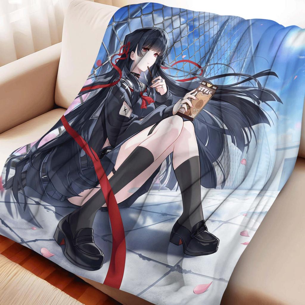 Cartoon Wuthering Waves Kuchiba Chisa Flannel Blanket Cover Warm Soft Anime Blanket Multifunctional Decor Home Universal Blanket