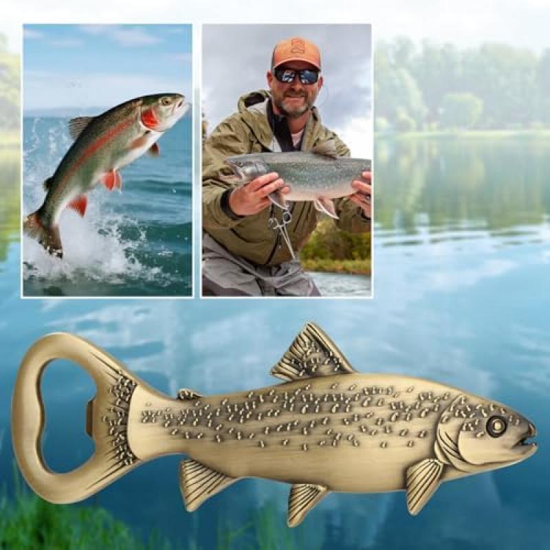 Trout Fish Bottle Opener - Unique Fishing Theme Gifts for Anglers, Fisherman Decor Accessories, Father's Day Christmas Presents for Men