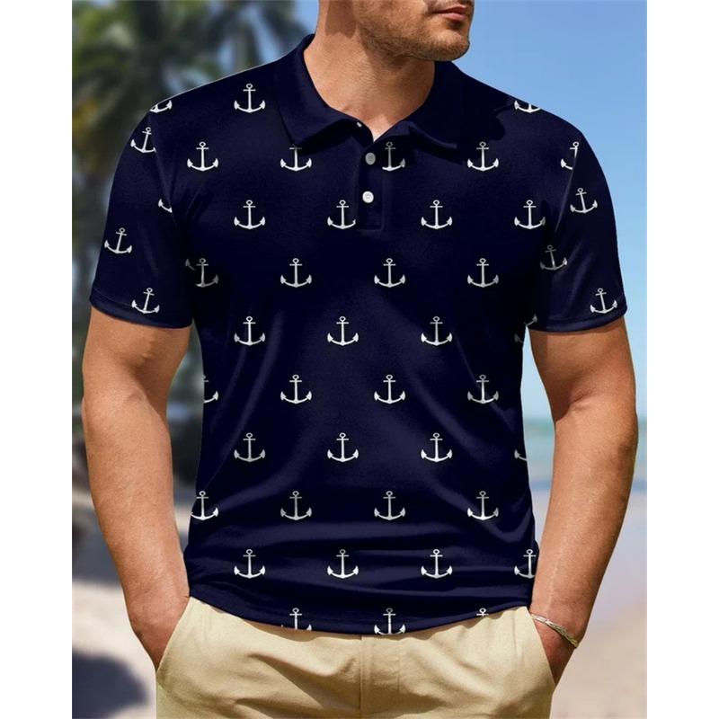 European and American New Men's 3D Printed Versatile Colorful Plant Short Sleeved Polo Shirt