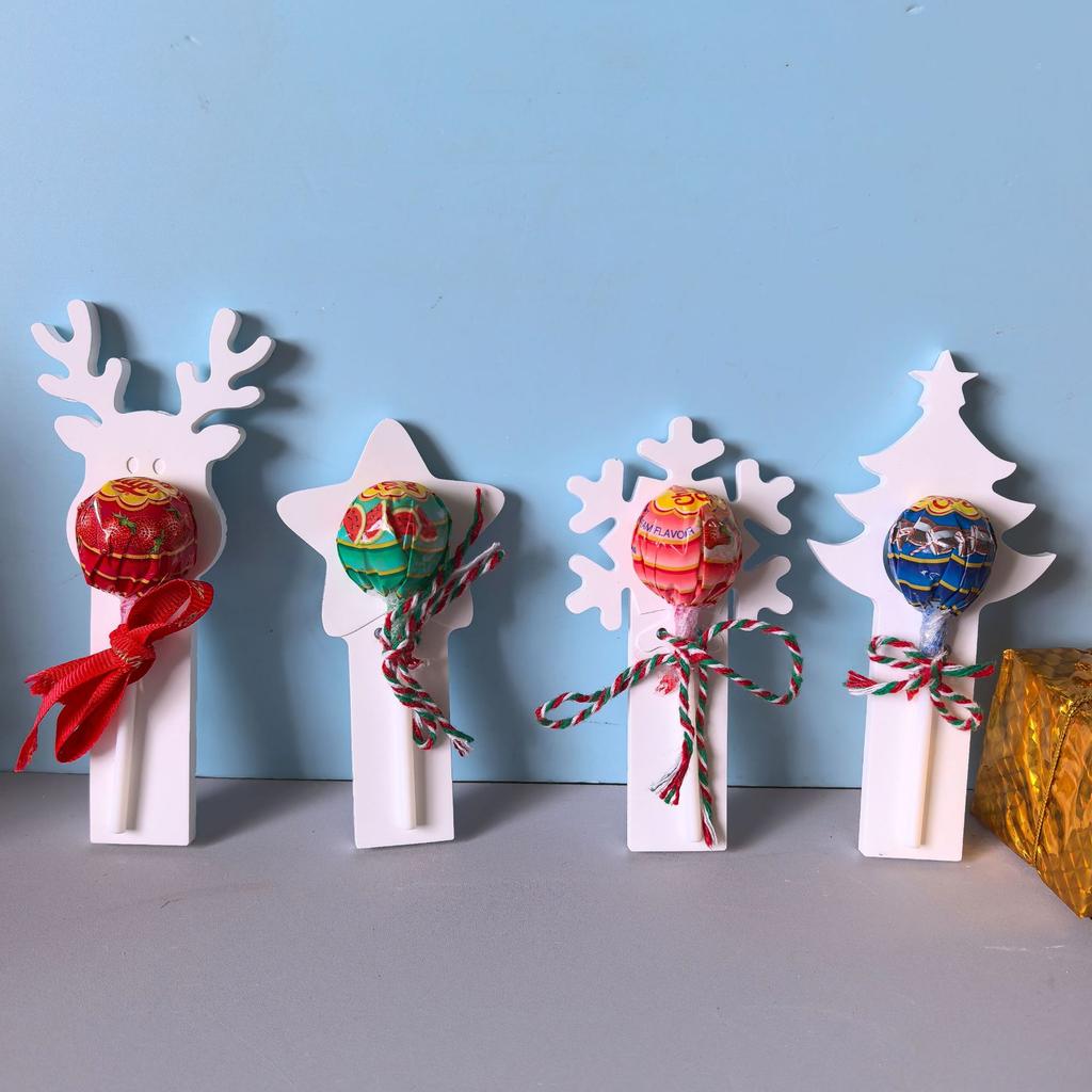Star Holder Silicone Mold Festive Silicone Lollipop Stand Mold Reindeer Plaster Mold Lightweight For Christmas Home Decoration