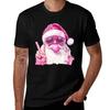 Retro Santa Peace Sign Leopard Hat Bubblegum Christmas Tshirt Casual Loose Fit Short Sleeve Tshirt