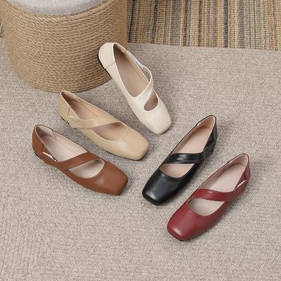 Ballerines Mary Jane pour femmes Ballerines légères Chaussures Mary Jane habillées à bout carré antidérapantes Chaussures plates confortables à bride à la cheville Chaussures de marche pour femmes