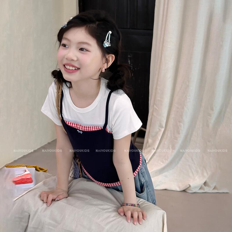 NAIYOUKIDS Girls' Roman Sweetheart Two-Piece Look T-Shirt