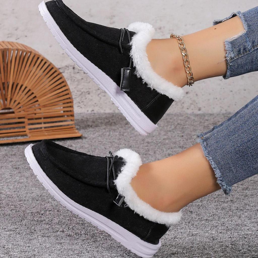 Large Casual Snow Boots Autumn Winter Round Head Short Tube Velvet Fleece Lace Up Cotton Boots Shoes 36-43