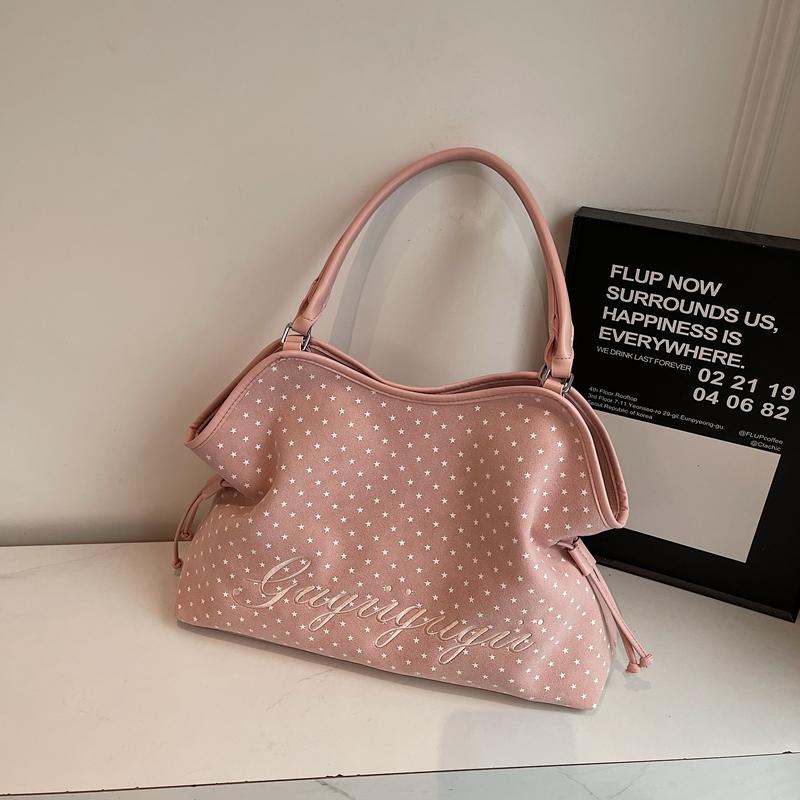 Fashi Y2K Neue Leopardenmuster-Punkte-Muster Große Kapazität Einzelne Schultertasche Niedliche Kordelzug-Schnalle Tragetasche für Damen