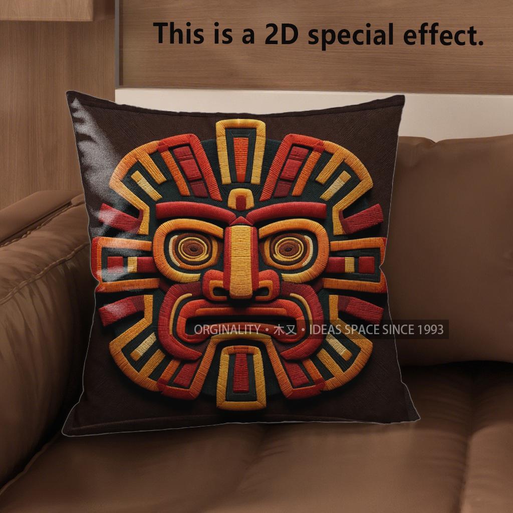 

2D Aztec Sun God Tribal Throw Pillow Covers Pattern Cushion Cover Suitable For Sofa Bedroom Car Pillow Cover 40x40cm