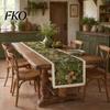 Fringed Edge Table Runner Runner, Vintage Floral Printed with Durable Edges, Protects from Heat Scratches Spills