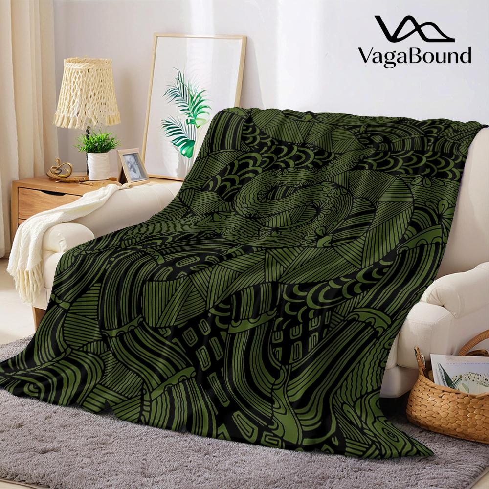 Green Tangles Flannel Blanket Warm Soft Halloween Christmas Couch Warm Cozy Decorative Decor Gift for All Season