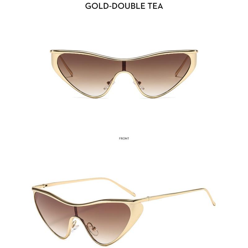 Women's sunglasses, men's and women's fashion metal one-piece cat's eye sunglasses