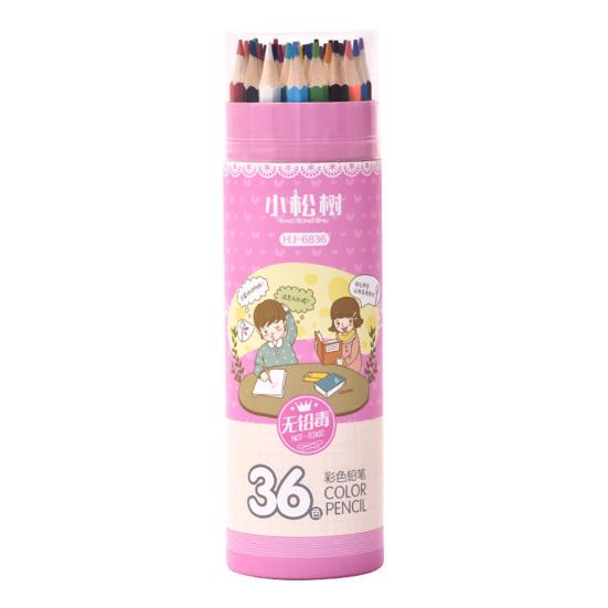 12/24/36/48-Color Cartoon Barrel Colored Pencils Set Lead-free Drawing Pencils for Kids Students Smooth Coloring Portable Art Supplies for School
