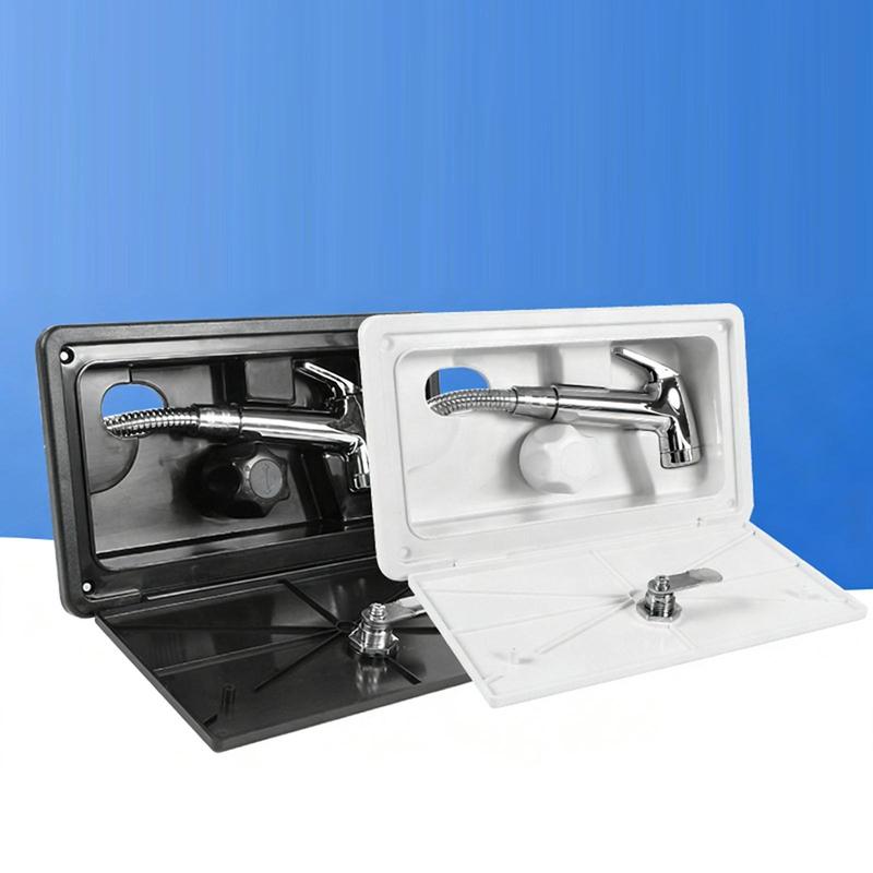 RV Outdoor Shower Box Kit with Stainless Steel Pull Out Head and Easy Installation for Motorhome Van