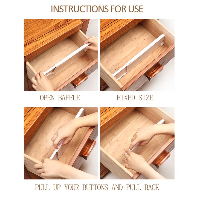 1 Piece Solid Drawer Divider, White Abs Telescopic Divider for Drawer