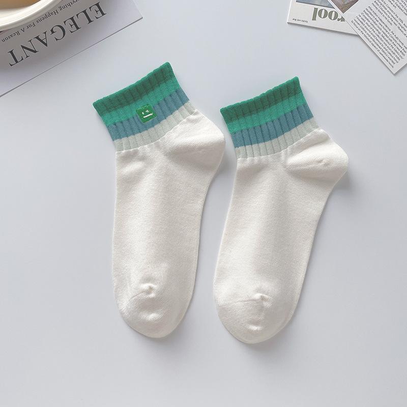 

Женские летние тонкие носки из гребенного хлопка и женские спортивные носки-лодочки без косточек с вышивкой 1 pair