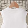 New Girls' Summer Sleeveless Letter Print T-Shirt + American Style Cargo Pants 2-Piece Sets
