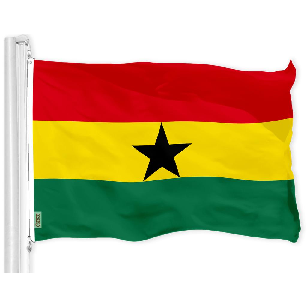 G128 Ghana Flaga Ghany 3x5 Stóp Drukowany Poliester 150D - Wewnątrz/Na Zewnątrz