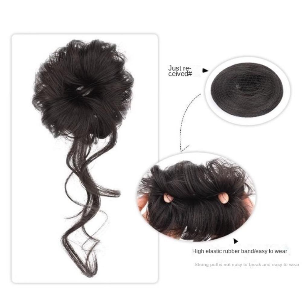 Curly Chignon Kids Messy Hair Bun Hair Band False Hair Pieces Synthetic Scrunchies for Children