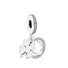 925 Sterling Silver Pink Friends Festive Love Clover Fashion Style Pendant DIY Jewelry