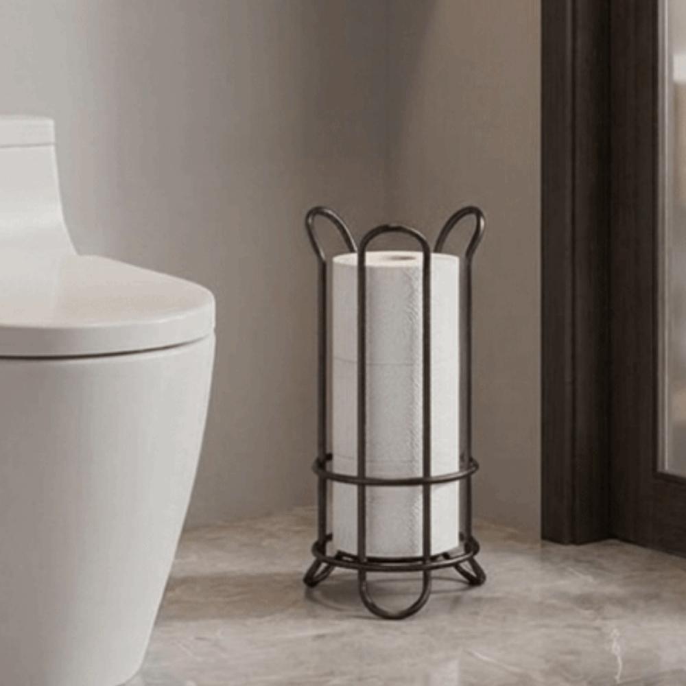 Iron Standing Toilet Roll Holder Decorative Minimalist Tissue Storage Rack Durable Large Capacity Toilet Roll Paper Holder