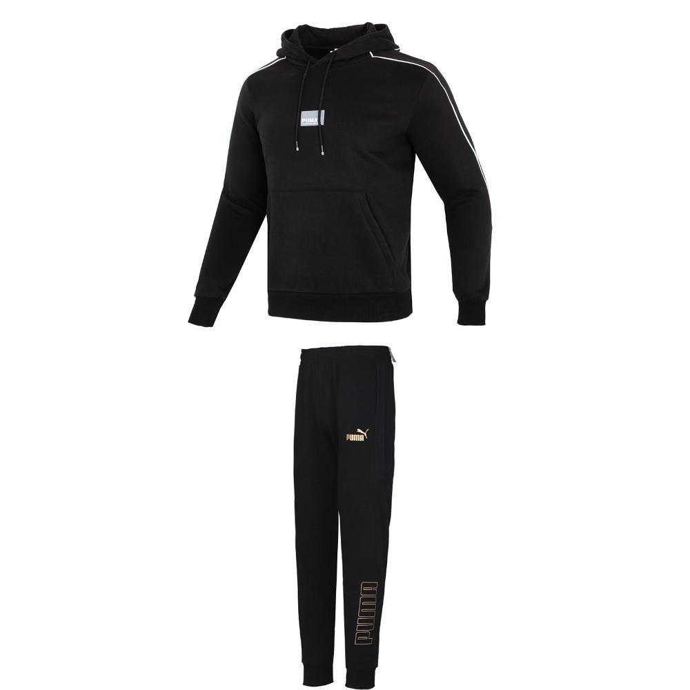 

Puma Модный худи, вязаный, с манжетами, со средней посадкой, длинные брюки, повседневный спортивный костюм, мужской костюм, черный 599355+848257 2XL