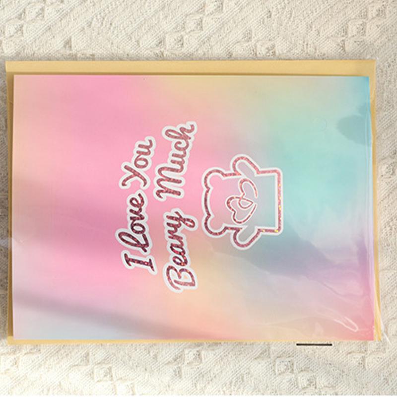 Plush Pop-Up Card Colorful Bear Plush Thank You Card Cartoon Holiday Birthday Card 3D Stuffed Animal Card Creative For Boyfriend GERMANY