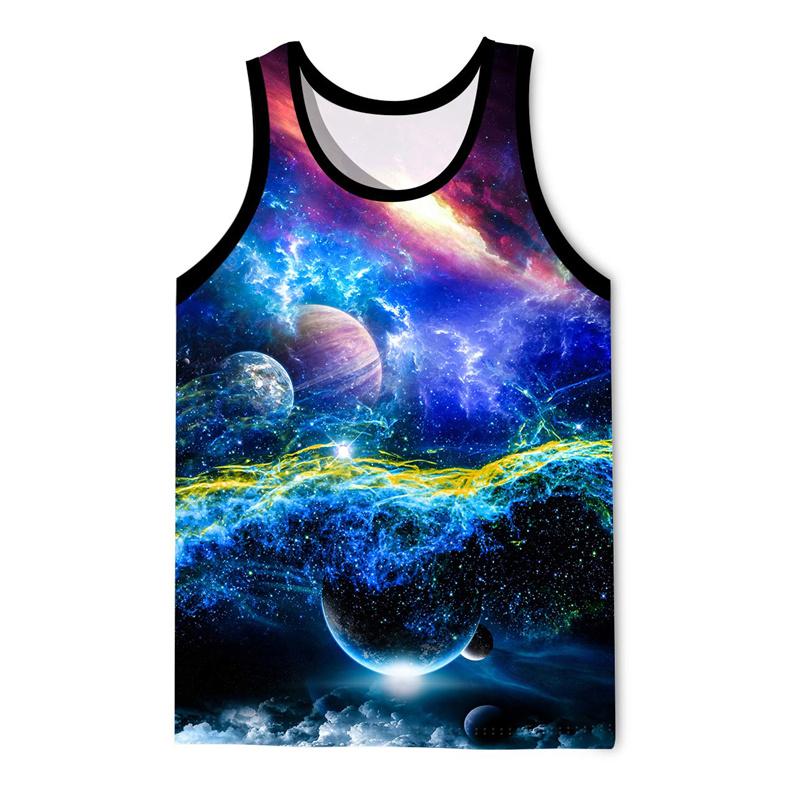 Buntes Rauch 3D-Druck Tanktop Für Männer Sommer Lässig Ärmelloses T-Shirt Bunte Grafik-Tops Street Locker Schnelltrocknendes Weste