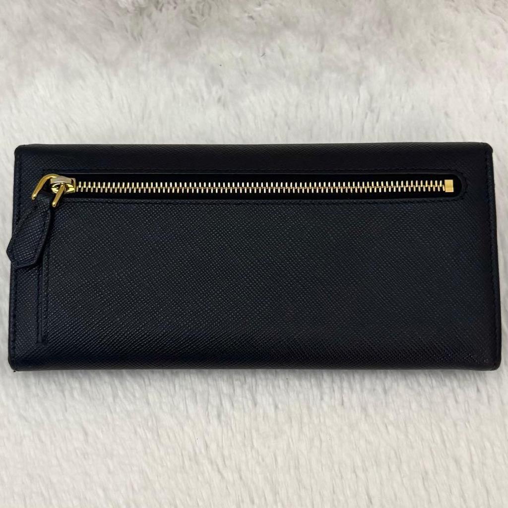 Used Excellent Condition  RFID Built-in PRADA Saffiano Long Wallet with Pass Case, Black
