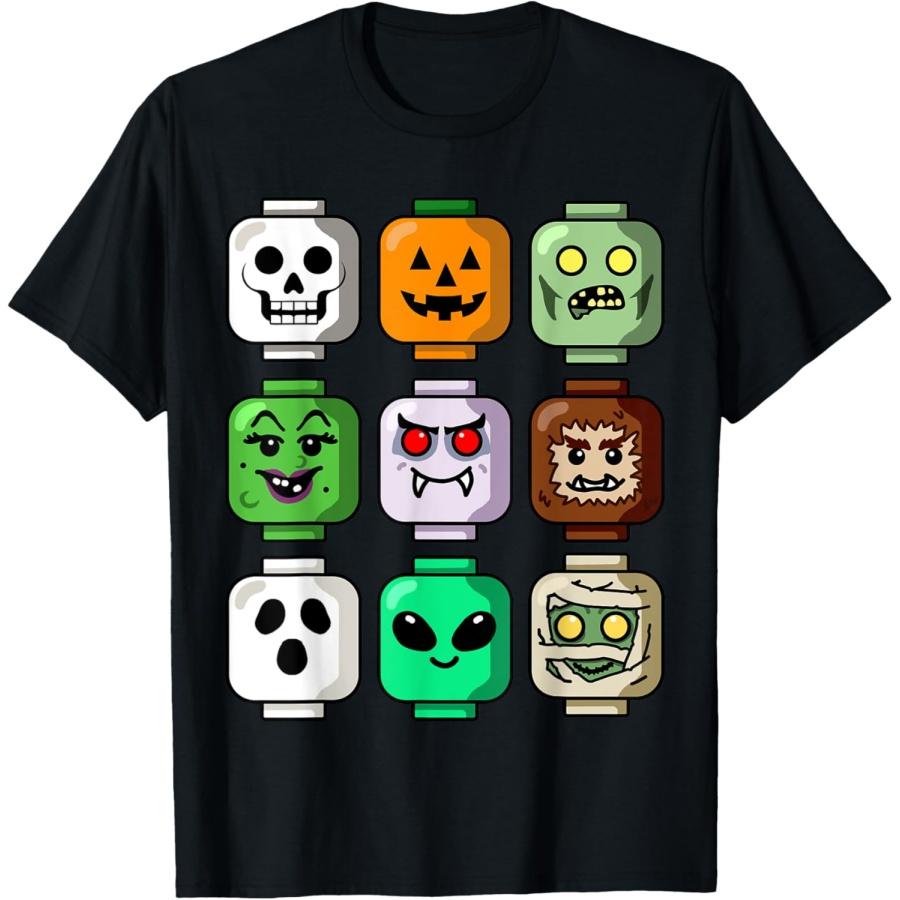 

Halloween Building Brick Head Pumpkin Ghost Zombie Boys T-Shirt S