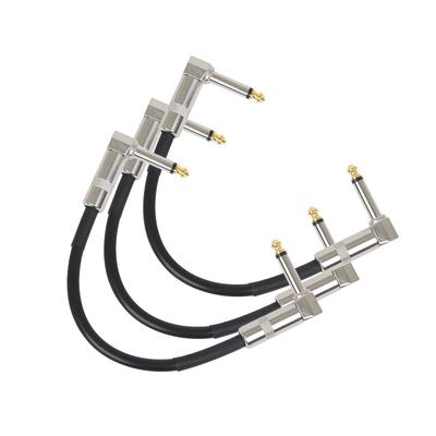Guitar Effects Cable 15/30/50cm 1/4 Inch Right Angle Cable Instruments Patch Cord 6.35MM Electric Guitar Effect Wire Metal Head