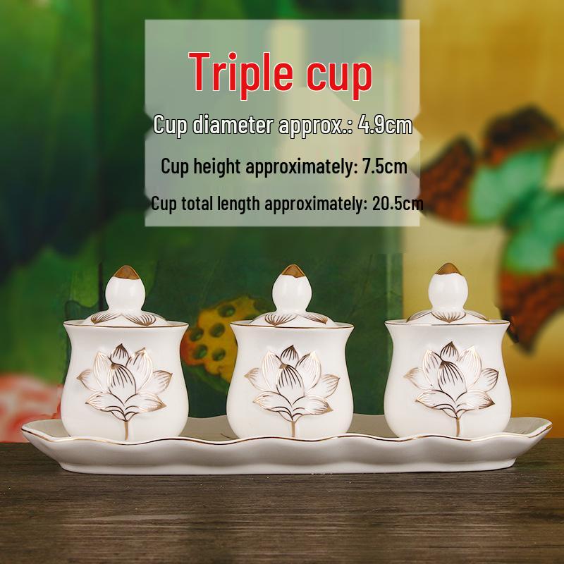 Keramische Opferbecher für Buddha, Guanyin und den Gott des Reichtums - Klein, Perfekt für Weihwasser und zum Anziehen von Reichtum.