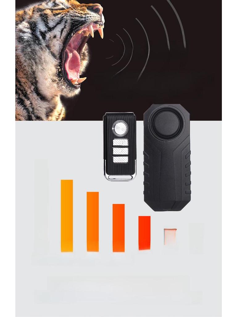 Alarme Remoto Antifurto para Bicicleta Elétrica Preta com Sensor de Vibração Sem Fio