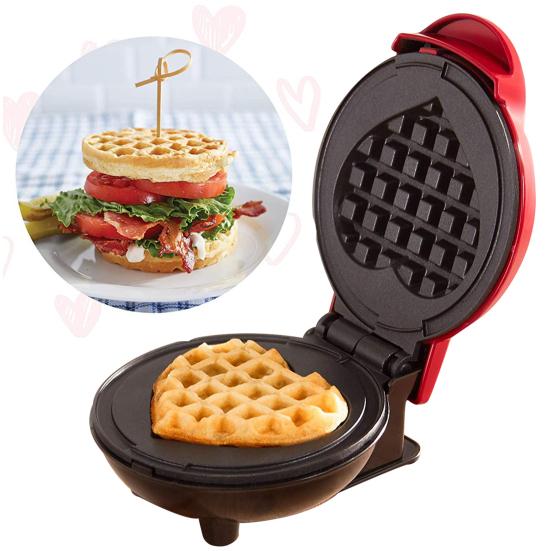 EU Plug Non-stick Heat-Resistant Waffles Maker Electric Mini Heart Shape Waffle Pot Kitchen Accessories