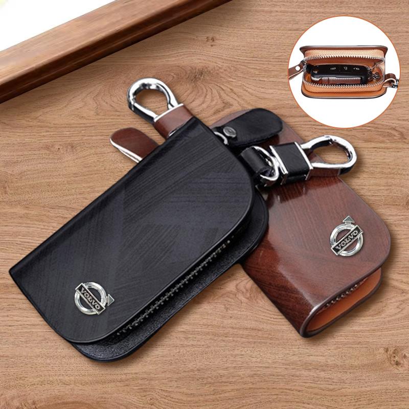 AALV1 Leather Car Key Case Full Cover Shell Keychain Bag For Volvo Xc60 Xc90 V40 V60 S60 V50 V90 S80 C40 XC40 V70 C30 C70 EX90 Rdesign