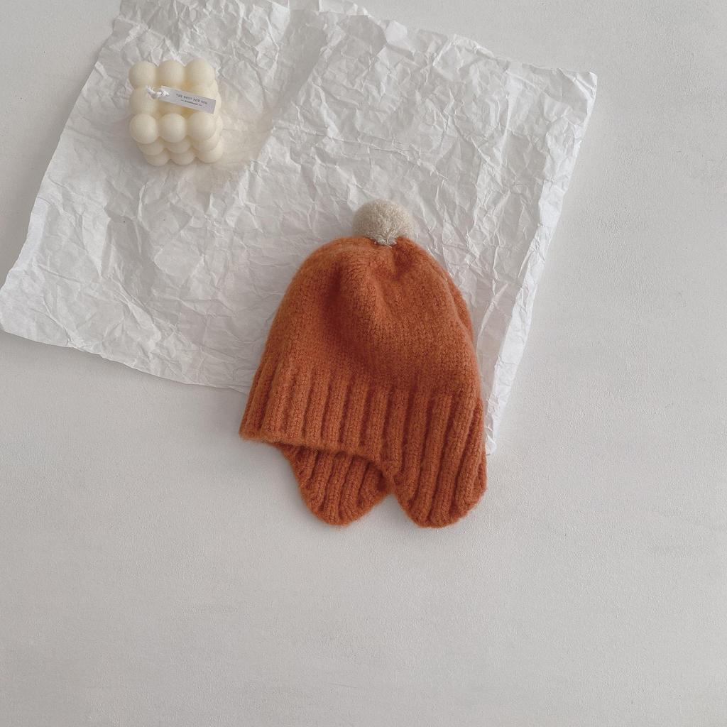 Autumn/Winter 2022 Korean Cute Pom-Pom Wool Baby Earmuff Hat