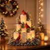 Christmas Cardinals Table Centerpiece Lighted Centerpiece, Memorial Red Bird Figurine, Light Up Tribute for Loss of Friend Ornament Home Mantel,