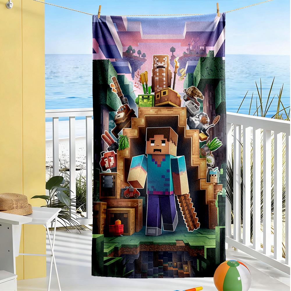 Minecraft Beach Towel Super Soft Microfiber Quickdry Fabric Comfortable Lightweight