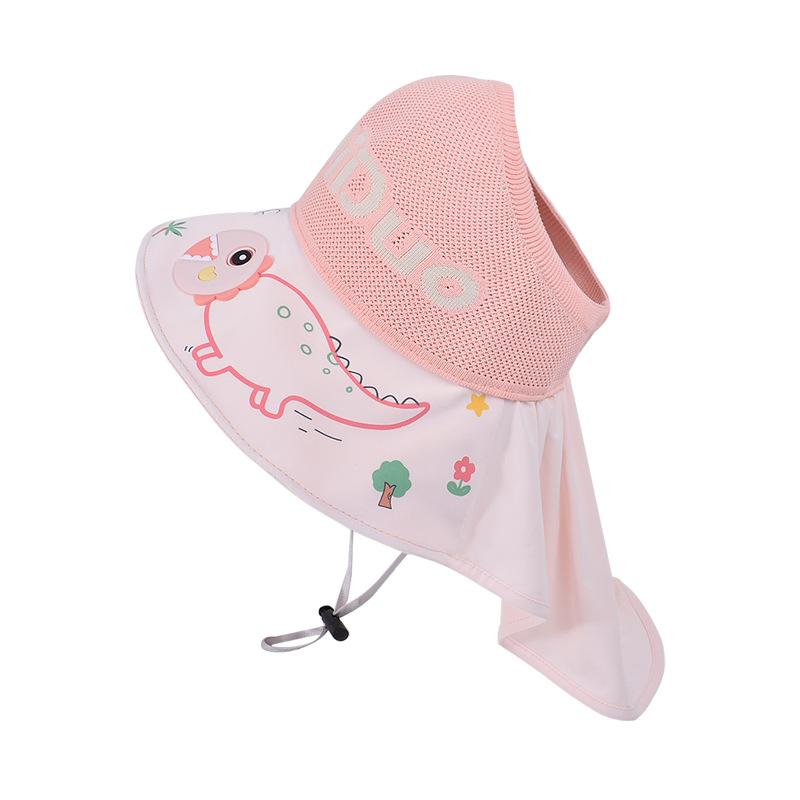 1153 children's hat outdoor UV protection empty top hat men and women cute big eaves shawl sun protection bucket hat