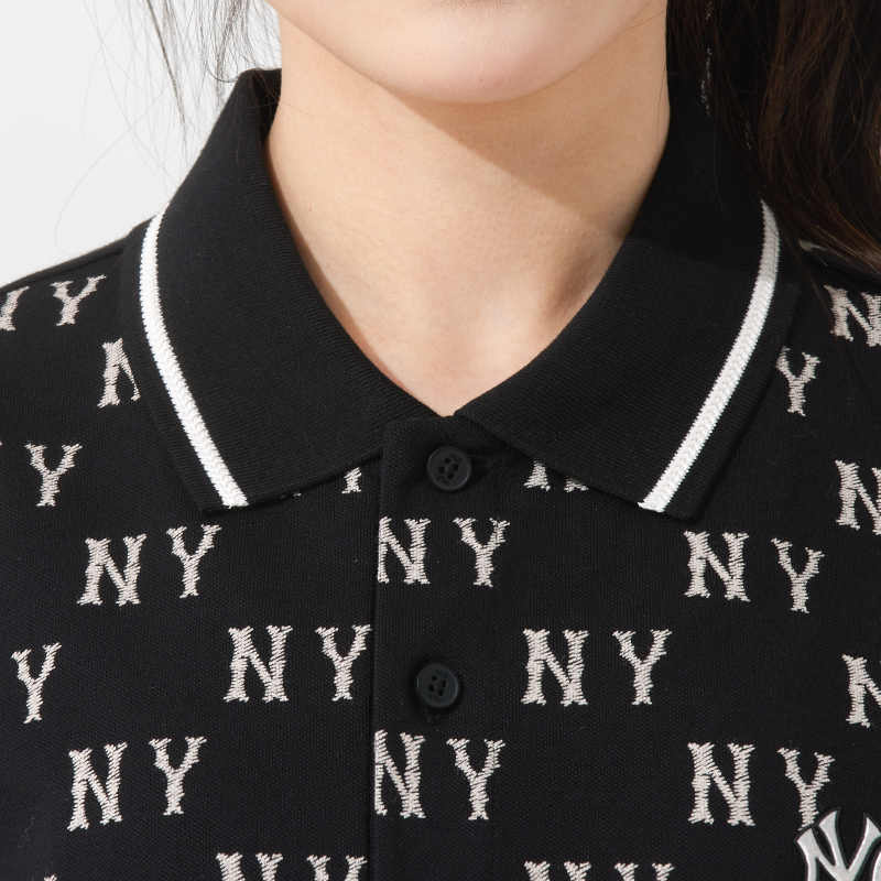New MLB Monogram NEW YORK YANKEES SS25 Polo Shirt Unisex Black 3APQM0153-50BKS