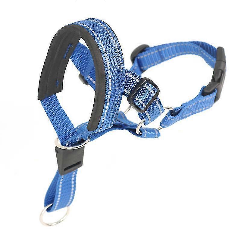 Muselière pour chien Anti-aboiement Anti-morsure Réglable Manchon pour animal de compagnie Cordelette de bouche en nylon Bleu