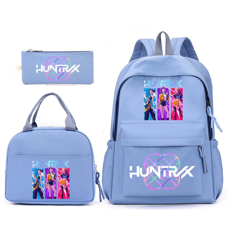 Kpop Anime Cartoon Printed Children'S School Bag Set Primary And Secondary School Student Pencil Bag College Meal Bag