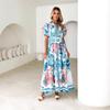 A New Summer Fashion and Casual Long Dress with Tied Prints