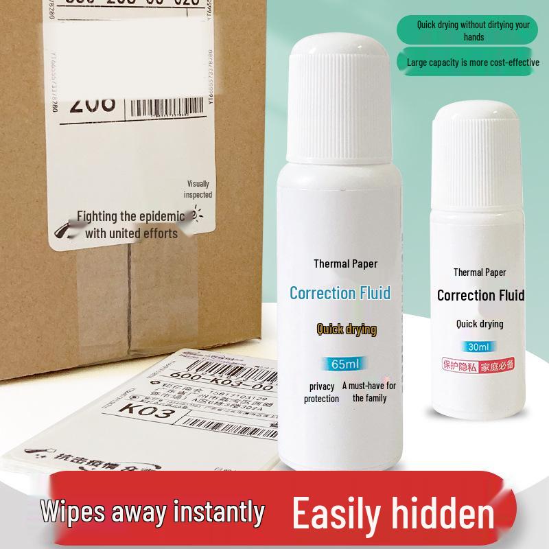 High-Capacity Quick-Dry Thermal Paper Correction Fluid for Privacy Protection and Order Removal