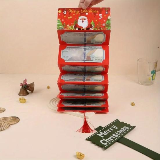 Christmas Red Envelope Money Box Gift Card Holder 10 Slots Surprise